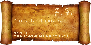 Preiszler Hajnalka névjegykártya
